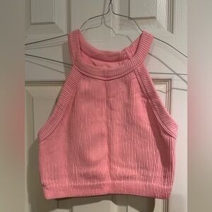 Aerie Superchill Seamless High Neck Bra Top Tropadelic Pink Size Large